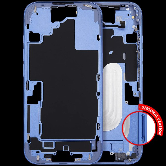 Frame centrale con accensione e volume Button per iPhone 16 (EU / Global Version) (Aftermarket Plus) (Blu oltremare)