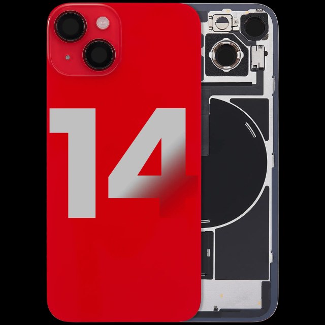 Vetro posteriore con magnete MagSafe, NFC e flat flash per iPhone 14 (Used Service Pack Pull: Grade C) (Rosso)