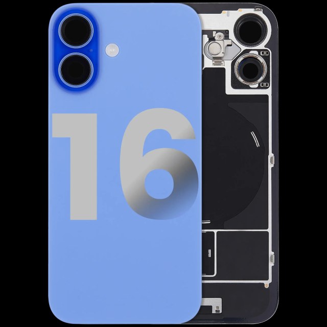 Vetro posteriore con magnete MagSafe, NFC e flat flash per iPhone 16 (Used Service Pack Pull: Grade C) (Blu oltremare)