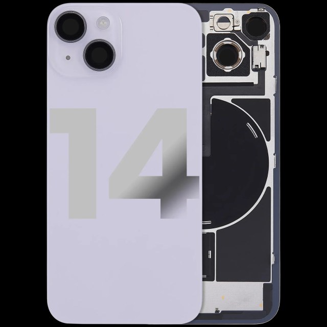 Vetro posteriore con magnete MagSafe, NFC e flat flash per iPhone 14 (Used Service Pack Pull: Grade C) (Viola)