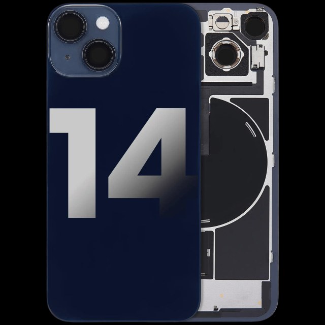 Vetro posteriore con magnete MagSafe, NFC e flat flash per iPhone 14 (Used Service Pack Pull: Grade C) (Mezzanotte)