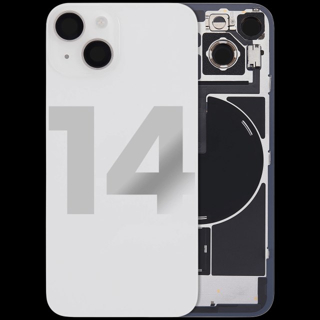 Vetro posteriore con magnete MagSafe, NFC e flat flash per iPhone 14 (Used Service Pack Pull: Grade C) (Galassia)