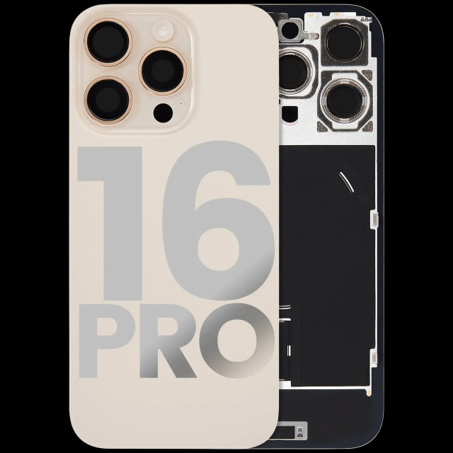 Vetro posteriore con magnete MagSafe, NFC e flat flash per iPhone 16 Pro (Used Service Pack Pull: Grade C) (Titanio sabbia)