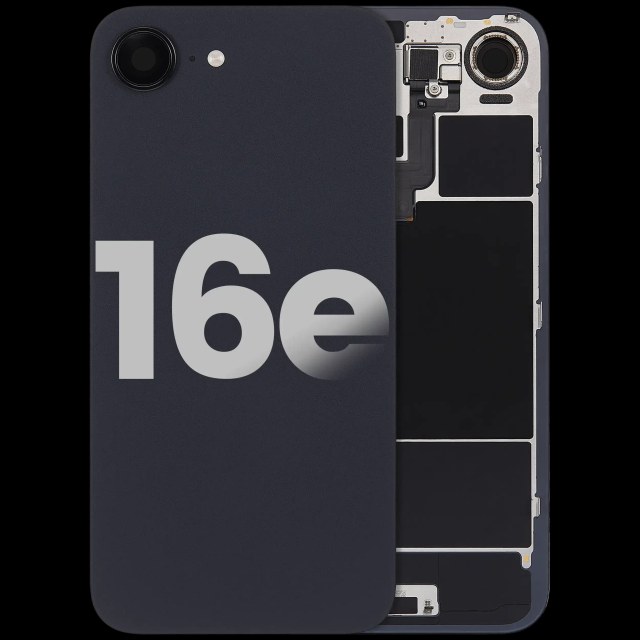 Vetro posteriore con magnete MagSafe, NFC e flat flash per iPhone 16e (Used Service Pack Pull: Grade B) (Nero)