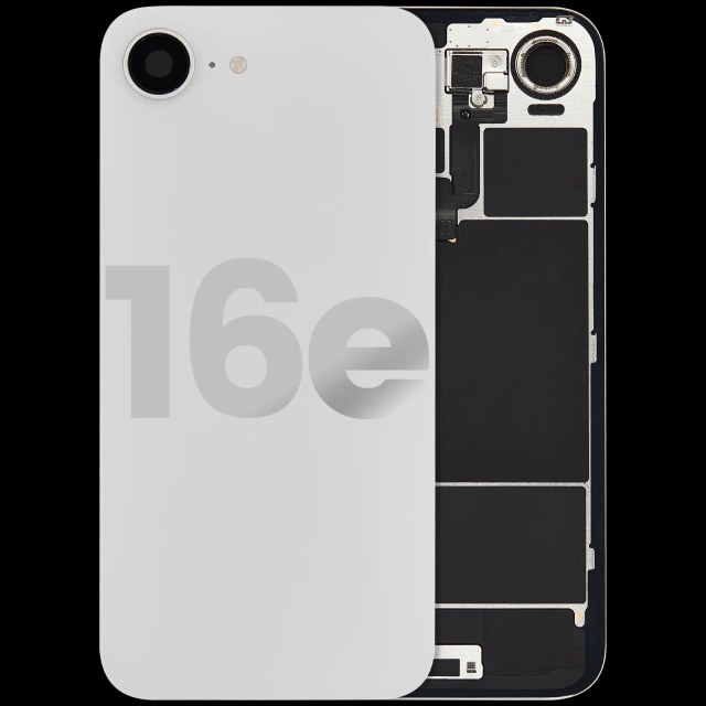 Vetro posteriore con magnete MagSafe, NFC e flat flash per iPhone 16e (Used Service Pack Pull: Grade B) (Bianco)