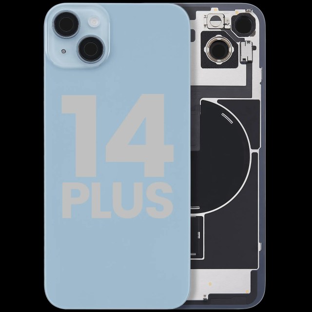 Vetro posteriore con magnete MagSafe, NFC e flat flash per iPhone 14 Plus (Used Service Pack Pull: Grade C) (Blu)
