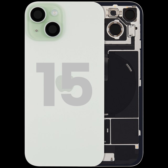 Vetro posteriore con magnete MagSafe, NFC e flat flash per iPhone 15 (Used Service Pack Pull: Grade C) (Verde)