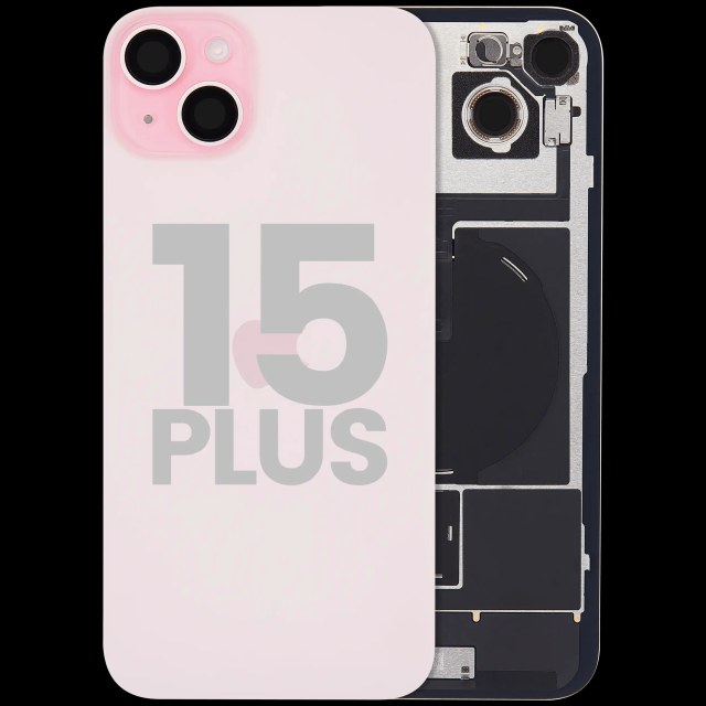 Vetro posteriore con magnete MagSafe, NFC e flat flash per iPhone 15 Plus (Used Service Pack Pull: Grade C) (Rosa)