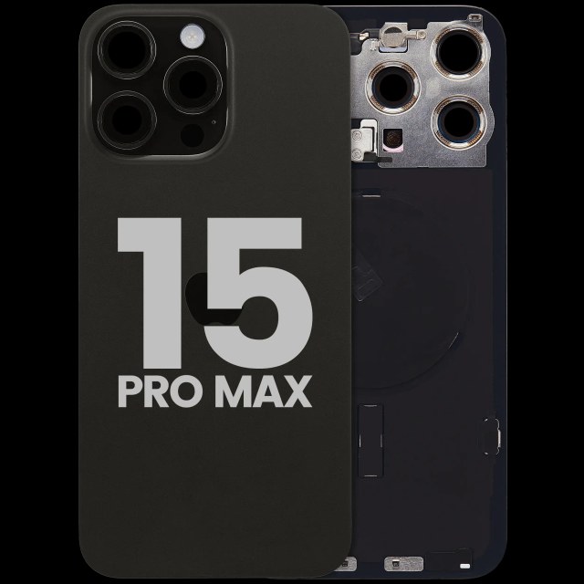 Vetro posteriore con magnete MagSafe, NFC e flat flash per iPhone 15 Pro Max (Used Service Pack Pull: Grade C) (Titanio nero)