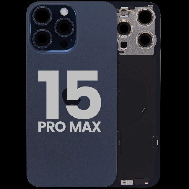 Vetro posteriore con magnete MagSafe, NFC e flat flash per iPhone 15 Pro Max (Used Service Pack Pull: Grade C) (Titanio blu)