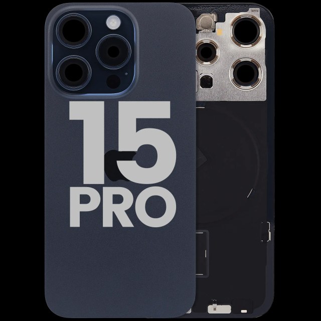 Vetro posteriore con magnete MagSafe, NFC e flat flash per iPhone 15 Pro (Used Service Pack Pull: Grade C) (Titanio blu)