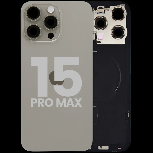 Vetro posteriore con magnete MagSafe, NFC e flat flash per iPhone 15 Pro Max (Used Service Pack Pull: Grade C) (Titanio naturale)
