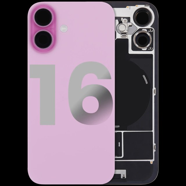 Vetro posteriore con magnete MagSafe, NFC e flat flash per iPhone 16 (Used Service Pack Pull: Grade C) (Rosa)