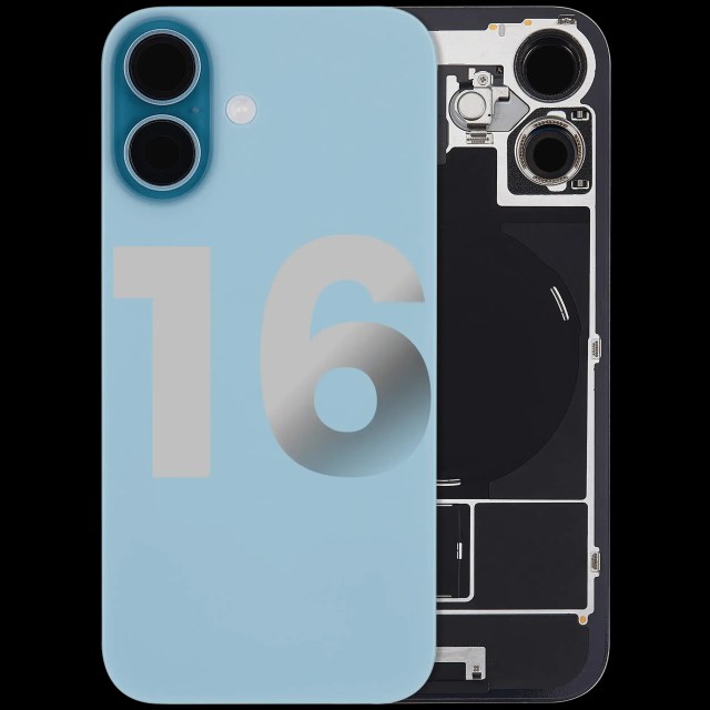 Vetro posteriore con magnete MagSafe, NFC e flat flash per iPhone 16 (Used Service Pack Pull: Grade C) (Verde petrolio)