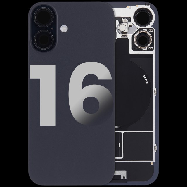 Vetro posteriore con magnete MagSafe, NFC e flat flash per iPhone 16 (Used Service Pack Pull: Grade C) (Nero)
