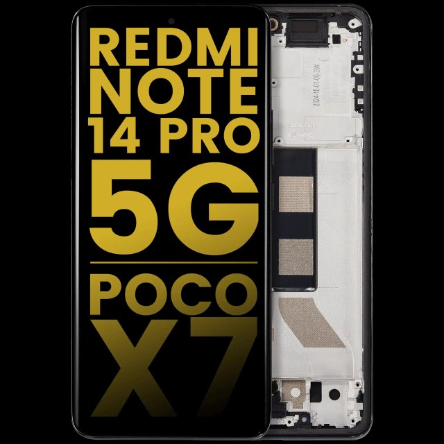 Display OLED completo con Frame compatibile per Xiaomi Redmi Note 14 Pro 5G / Poco X7 (Refurbished) (Nero)
