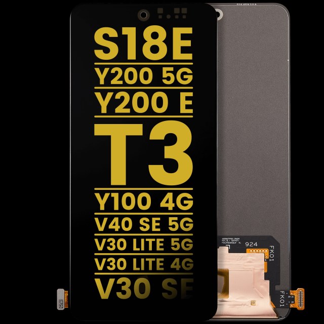 Display OLED completo senza Frame compatibile per Vivo S18e / Y200 5 G / Y200 E/ T3/ Y100 4G/ V40 SE 5G / V30 lite 5G / V30 lite 4G / V30 SE (Refurbished) (tutti i colori)