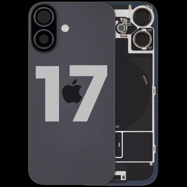 Vetro posteriore con magnete MagSafe, NFC e flat flash compatibile per iPhone 17 (Used Service Pack Pull: grado A) (Nero)