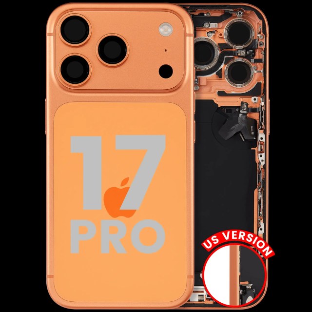 Scocca posteriore con flat connettore di ricarica e minuteria compatibile per iPhone 17 Pro (US Version) (Used Service Pack Pull: grado A) (Cosmic Arancione)