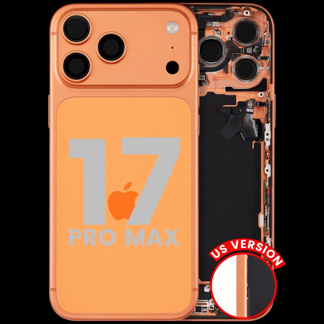 Scocca posteriore con flat connettore di ricarica e minuteria compatibile per iPhone 17 Pro Max (US Version) (Used Service Pack Pull: grado A) (Cosmic Arancione)