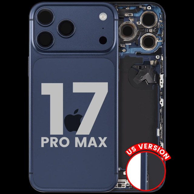 Scocca posteriore con flat connettore di ricarica e minuteria compatibile per iPhone 17 Pro Max (US Version) (Used Service Pack Pull: grado A) (Deep Blu)