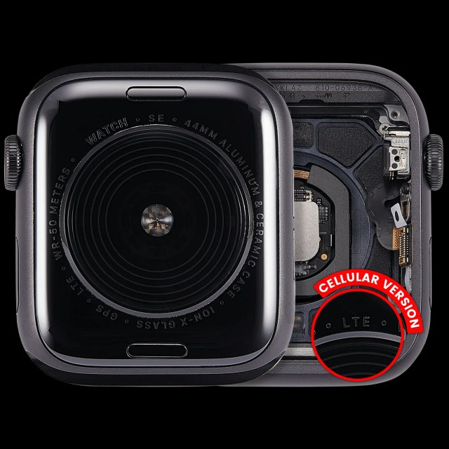 Scocca completa compatibile per Watch Series SE 1st (44MM) (Used Service Pack Pull: grado A) (Cellular Version) (Aluminum / Nero siderale)