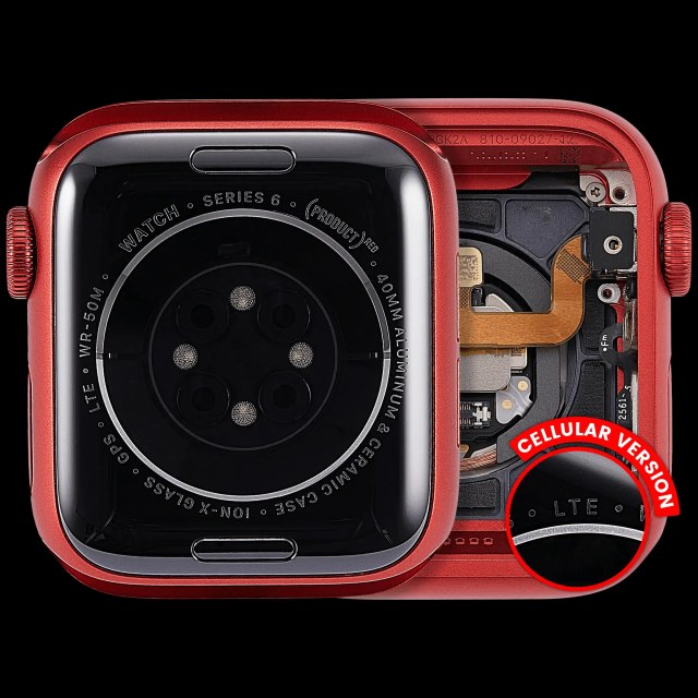 Scocca completa compatibile per Watch Series 6 (40MM) (Used Service Pack Pull: grado A) (Cellular Version) (Aluminum / Rosso)