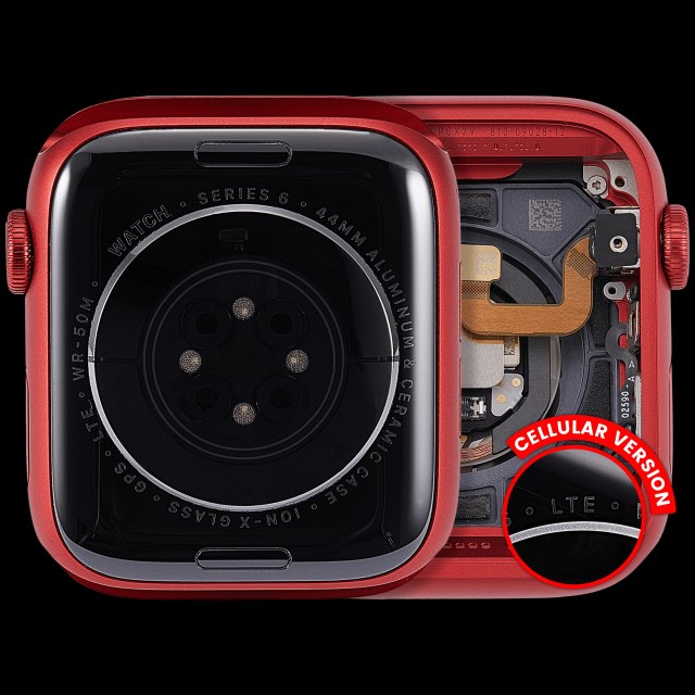 Scocca completa compatibile per Watch Series 6 (44MM) (Used Service Pack Pull: grado A) (Cellular Version) (Aluminum / Rosso)