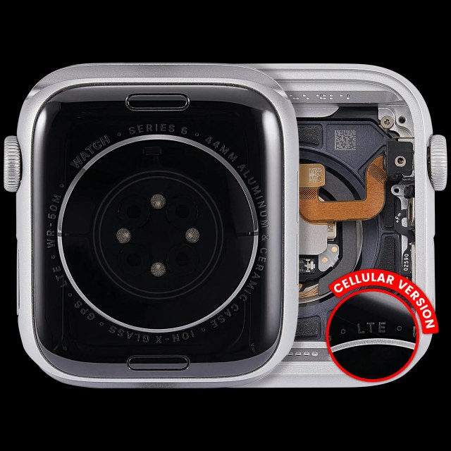 Scocca completa compatibile per Watch Series 6 (44MM) (Used Service Pack Pull: grado A) (Cellular Version) (Aluminum / Argento)