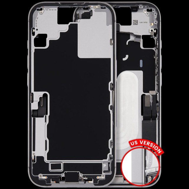 Frame centrale W/ Connettore di ricarica flat e Minuteria per iPhone 17 (US Version) (Used Service Pack Pull: grado A) (Bianco)
