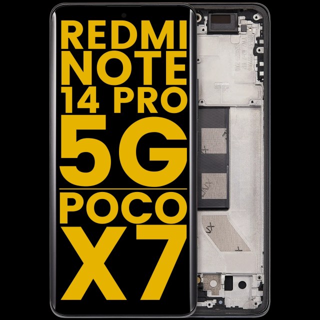 Display OLED completo con Frame per Xiaomi Redmi Note 14 Pro 5G / Xiaomi Poco X7 (Refurbished) (Mezzanotte Nero)