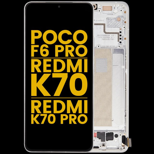 Display OLED completo con Frame per Xiaomi Poco F6 Pro / Redmi K70 / K70 Pro (Refurbished) (Bianco)