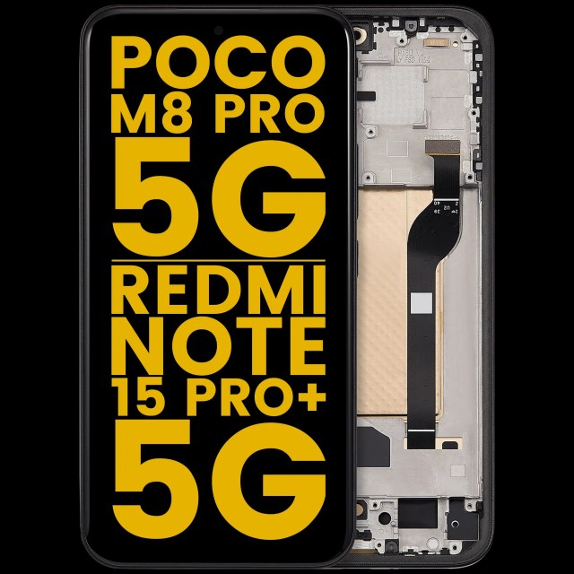 Display OLED completo con Frame per Xiaomi Poco M8 Pro 5G / Redmi Note 15 Pro Plus 5G (Refurbished) (Nero)