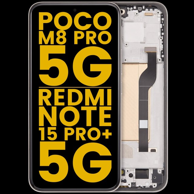 Display OLED completo con Frame per Xiaomi Poco M8 Pro 5G / Redmi Note 15 Pro+ 5G (Refurbished) (Mocha Brown)