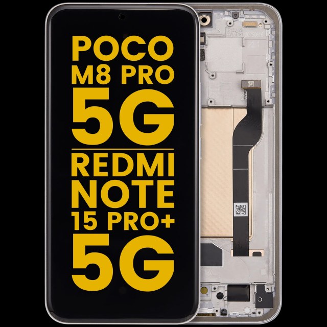 Display OLED completo con Frame per Xiaomi Poco M8 Pro 5G / Redmi Note 15 Pro+ 5G (Refurbished) (Argento)