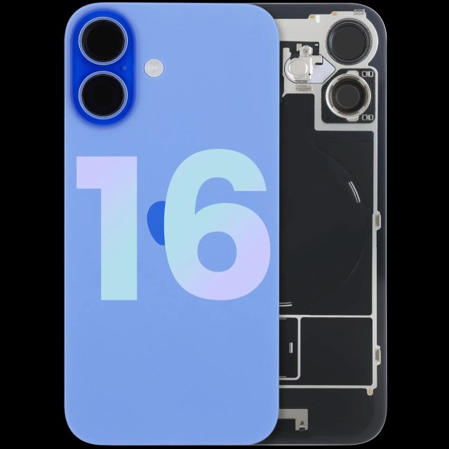 Vetro posteriore con magnete MagSafe, NFC e flat flash per iPhone 16 (Service Pack) (Blu oltremare)