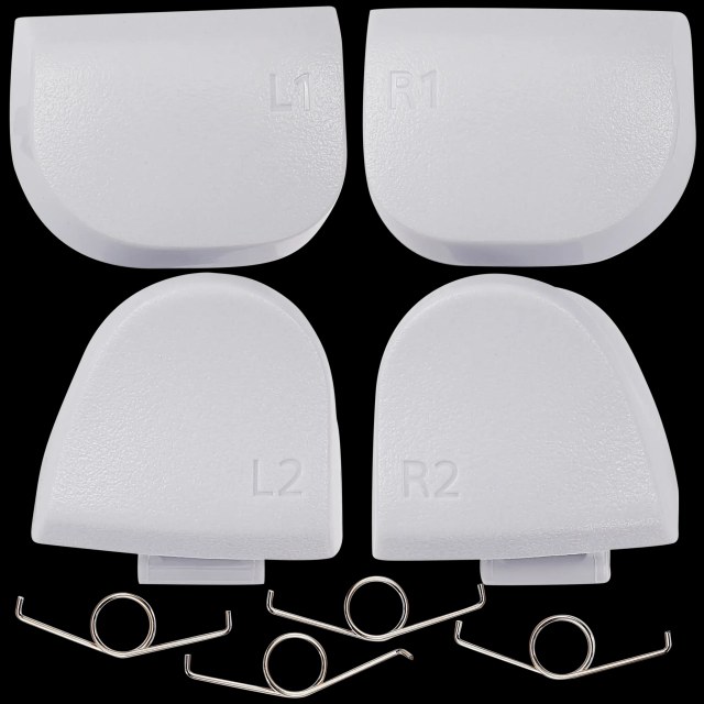 R1 L1 R2 L2 Trigger Buttons con Springs per PlayStation 5 Controller (Bianco, BDM-020) (8 set pezzi)
