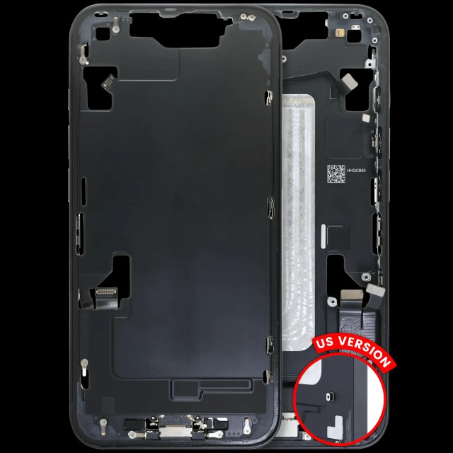 Frame centrale W/ Connettore di ricarica flat e Minuteria per iPhone 16e (US Version) (Used Service Pack Pull: Grade B) (Nero)