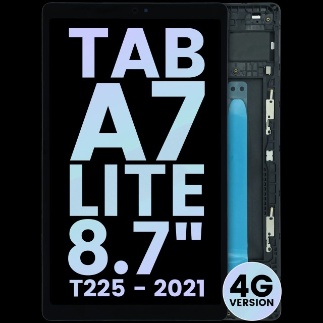 Display LCD completo con Frame compatibile per Samsung Galaxy Tab A7 Lite 4G (T225) (Service Pack) (Nero)