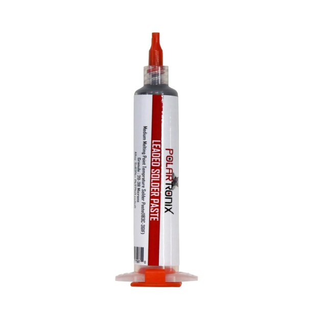 Medium Temp Solder Paste Sn63/Pb37 (183°C) 35g Syringe con Plunger e Blunt Needle Tip Smooth Flow / Low Residue Flux per PCB SMD BGA Rework e riparazioni elettroniche (PolarTronix)