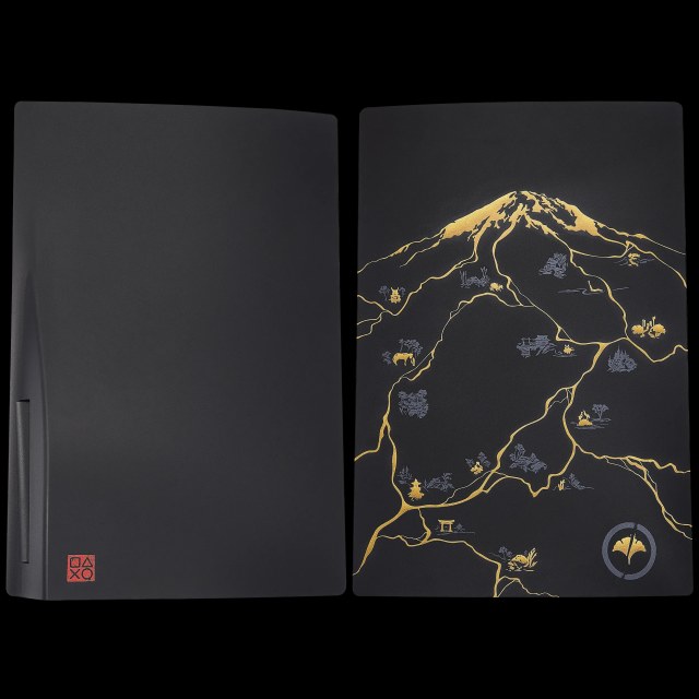Faceplate Cover (Top e Bottom) per PlayStation 5 (1000 / 1100 / 1200) (Ghost Of Yotei) (Golden Nero)