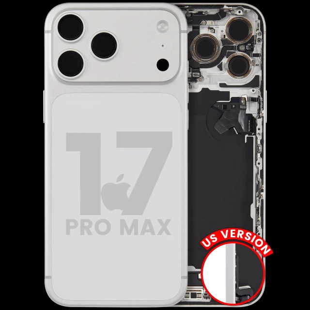 Scocca posteriore con flat connettore di ricarica e minuteria per iPhone 17 Pro Max (US Version) (Used Service Pack Pull: Grade C) (Argento)