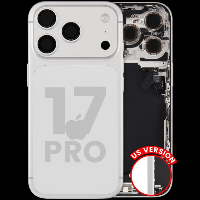 Scocca posteriore con flat connettore di ricarica e minuteria per iPhone 17 Pro (US Version) (Used Service Pack Pull: Grade B) (Argento)