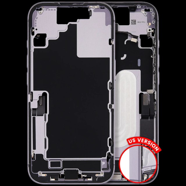 Frame centrale W/ Connettore di ricarica flat e Minuteria per iPhone 17 (US Version) (Used Service Pack Pull: Grade B) (Lavanda)