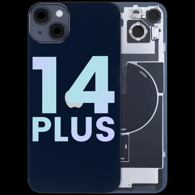 Vetro posteriore con magnete MagSafe, NFC e flat flash per iPhone 14 Plus (Service Pack) (Mezzanotte)