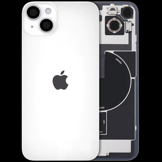 Vetro posteriore con magnete MagSafe, NFC e flat flash per iPhone 14 Plus (Service Pack) (Galassia)