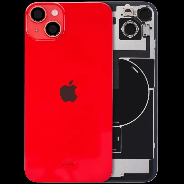 Vetro posteriore con magnete MagSafe, NFC e flat flash per iPhone 14 Plus (Service Pack) (Rosso)