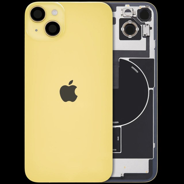 Vetro posteriore con magnete MagSafe, NFC e flat flash per iPhone 14 Plus (Service Pack) (Giallo)