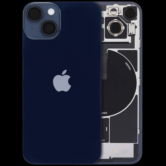 Vetro posteriore con magnete MagSafe, NFC e flat flash per iPhone 14 (Service Pack) (Mezzanotte)