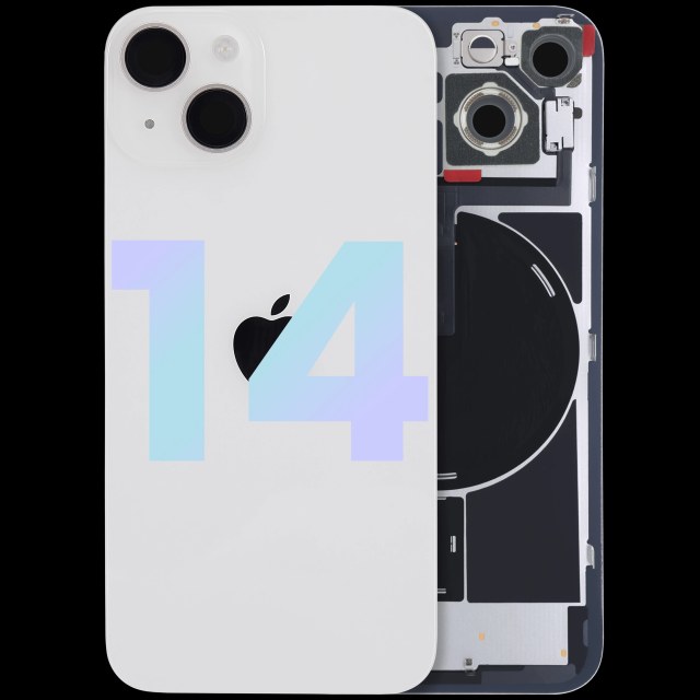 Vetro posteriore con magnete MagSafe, NFC e flat flash per iPhone 14 (Service Pack) (Galassia)